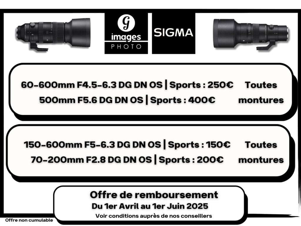 Offre SIGMA 01-04-2025_01-06-2025-sport → Germain Photographie Offre de remboursement SIGMA 01/04/2025 au 01/06/2025 sur une sélection d’optiques SPORT → Germain Photographie
