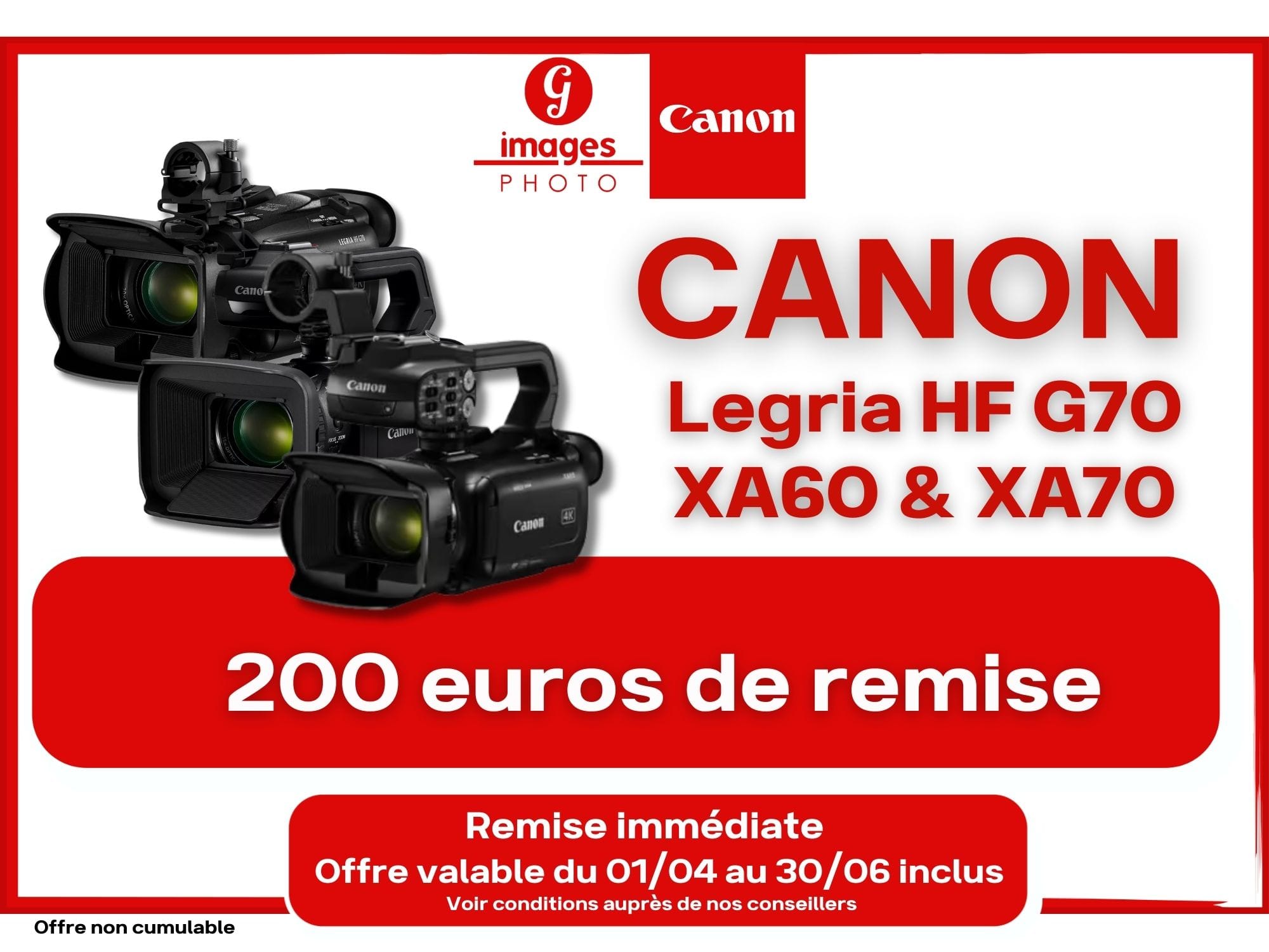 remise canon Legria HF G70, XA60 et XA70 chez germain photo à tours → Germain Photographie