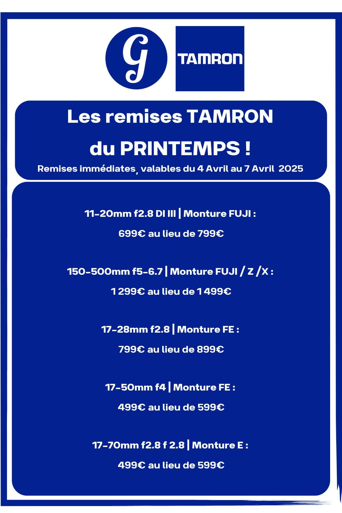 Remises TARMON chez Germain Photo Tours → Germain Photographie